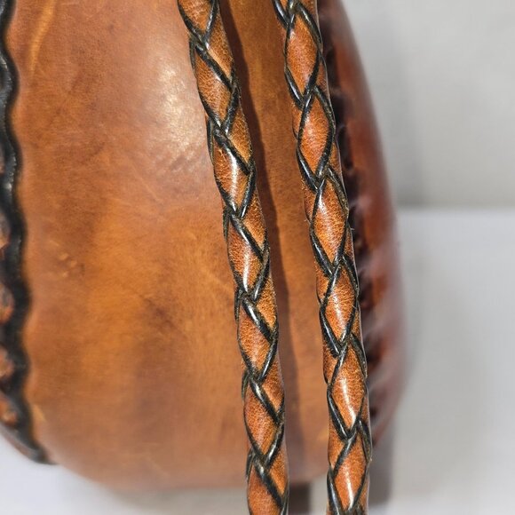 VTG 70s WYLY’S Leather Saddle Bag RUNWAY Gypsy Boho Festival Shoulder Bag Purse - Picture 7 of 10